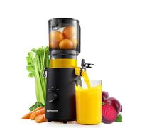 MOKKOM Cold Juicer, Upgraded Large Feeding Channel Juice Extractor Machine, High Performance Juice, Slow Chew Juicer for Whole Fruit, Vegetable, Black