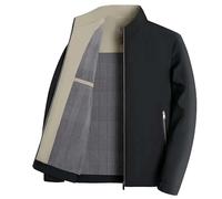 Mokkpeq Men's Casual Zipper Business Jacket with Pocket Stand Collar Slim Fit Ling Sleeve Windbreaker Office Work Coat Black