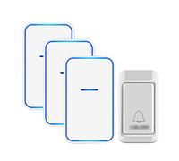MOKLYF No Battery Required Wireless Doorbell, Self-Generating Waterproof Cordless Door Chime Kit 3 Receivers 1 Push Button 38 Ringtones 4 Levels Volume 390Ft Range,White (White