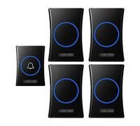 MOKLYF Wireless Doorbell, Portable Weatherproof Wall Plug-In Cordless Door Bell Chime Kit 4 Receivers 1 Push Button 38 Ringtones 4 Levels Volume 1000Ft Range,White (Black