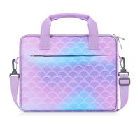 MoKo 10-12.5 Inch Kids Tablet Sleeve Carrying Case for Fire HD 10 13th/11th Gen, Fire HD 8/7 Kids 2022, Tablet Bag with Shoulder Strap for 10/10.1" Android 12/13, Rainbow & Unicorn, Mermaid-Purple