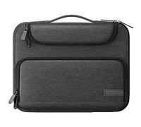 MoKo 12.9 Inch Laptop Sleeve Case Fits 13 Inch New iPad Pro M4 & Air M2 2024, iPad Pro 12.9 in, Galaxy Tab S8+/S9+ 12.4, Waterproof Polyester Bag with Double Pockets, Retractable Handle, Black & Gray