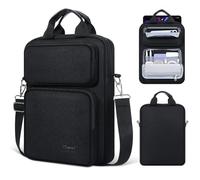 MoKo 13 inch Tablet Sleeve Bag for iPad Air M3 13, iPad Pro 12.9/11 inch, Galaxy Tab S9+ 12.4, Surface Pro 12.3, Handle Carry Case with Three Storage Layers & Detachable Shoulder Strap, Black