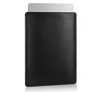 MoKo 14 Inch Laptop Sleeve Bag, PU Leather Briefcase Slim Stylish Case Compatible with MacBook Pro 14" M2 MAX 2023/2021, Black