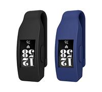 MoKo 2-Pack Clip Holder Compatible with Fitbit Inspire/Inspire HR/Ace 2, Soft Silicone Clip Clasp Case Women Men Sport Clip Accessory - Black & Navy Blue
