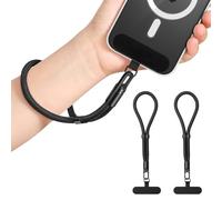 MoKo 2 Pack Hand Wrist Strap, Adjustable Phone Lanyard Phone Charm with Tether Tab, Hands-free Cellphone Wristlet Strap for iPhone, Most Smartphones, Black & Black