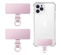 MoKo 2 Pack Metal Phone Tether Tabs, Rotatable 360° Phone Lanyard Patch, Rectangle Tether Tab for Most Full Coverage Cases, Universal Cellphone Strap Tab for iPhone Wrist Crossbody Strap, Rose Gold