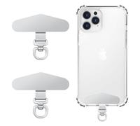 MoKo 2 Pack Metal Phone Tether Tabs, Rotatable 360° Phone Lanyard Patch, Triangle Tether Tab for Most Full Coverage Cases, Universal Cellphone Strap Tab for iPhone Wrist Crossbody Strap, Silver