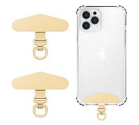 MoKo 2 Pack Metal Phone Tether Tabs, Rotatable 360° Phone Lanyard Patch, Triangle Tether Tab for Most Full Coverage Cases, Universal Cellphone Strap Tab for iPhone Wrist Crossbody Strap, Light Gold