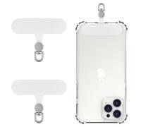 MoKo 2 Pack Phone Tether Tab, Rotatable 360° Phone Lanyard Patch, Polyester Phone Strap Replacement Part with Metal Frosted Ring, Universal Phone Strap Tabs for Most Full Coverage Phone Cases, White