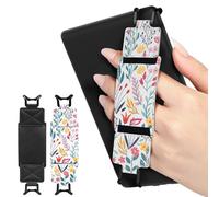 MoKo 2 Pack Security Hand Strap for 6-8" eReaders Fire Tablet -Kindle/Kobo/Voyaga/Lenovo/Sony E-Book Tablet, High-Elasticity Versatile Hand Strap Lightweight Finger Grip Holder, Black+Flower