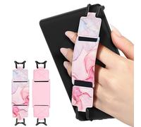 MoKo 2 Pack Security Hand Strap for 6-8" eReaders Fire Tablet -Kindle/Kobo/Voyaga/Lenovo/Sony E-Book Tablet, High-Elasticity Versatile Hand Strap Lightweight Finger Grip Holder, Pink+Marble Pink