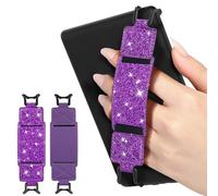 MoKo 2 Pack Security Hand Strap for 6-8" Kindle eReaders Fire Tablet-Kindle/Kobo/Voyaga E-Book Tablet, High-Elasticity Versatile Hand Strap Lightweight Finger Grip Holder, Deep Purple+Glitter purple