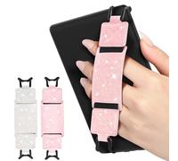 MoKo 2 Pack Security Hand Strap for 6-8" Kindle eReaders Fire Tablet -Kindle/Kobo/Voyaga/Lenovo/Sony E-Book Tablet, High-Elasticity Versatile Hand Strap Lightweight Finger Grip Holder，Shiny Pink White