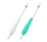 MoKo [2 Pack] Silicone Grip Holder Ergo Protective Sleeve Cover Case Accessories Compatible with Apple Pencil 1st / 2nd Generation, White & Gem Green