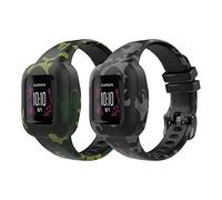 MoKo 2-Pack Strap Compatible with Garmin Vivofit jr. 3 Fitness Tracker for Kids, Soft Silicone Adjustable Replacement Band Wristband Bracelet, Camouflage Green & Camouflage Gray