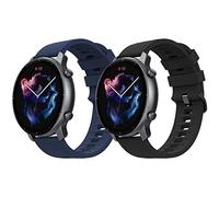 MoKo 2 Pack Straps Compatible with Amazfit Bip 5/Balance/Cheetah Round/Cheetah Pro/GTR 4/GTR 3/3 Pro/GTR 2/2e/GTR 47mm/Stratos 3/2, 22mm Soft Silicone Replacement Sport Watch Band for Women Men, B+MB