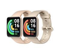 MoKo 2 Pack Straps Compatible with Redmi Watch 2 Lite/Xiaomi Poco Watch, Soft Silicone Replacement Sport Band Wristband for Women Men, Light Pink/Ivory