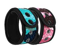 MoKo 2-Pack Sweatproof Ankle Strap Fit Fitbit Luxe/Inspire 2/HR/Inspire/Charge 5/4/3/2/Alta/Alta HR/Flex 1/2/Garmin, Adjustable Fitness Tracker Ankle Band with Mesh Pouch - Blue + Pink