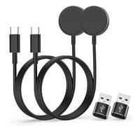 MoKo 2 Pack Type C Galaxy Watch Charger for Samsung Galaxy Watch 8/8 Classic/7/Ultra/6/6 Classic/5/5 Pro/4/3/Active2/FE, Magnetic Charging Dock with 3.3FT Charging Cable and USB C to USB A Adapter