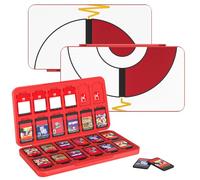MoKo 24 Game Card Case for Nintendo Switch 2 / Switch OLED / Lite, Game Storage Holder Case with 24 Game Card Slots & 24 Micro SD Cards Slots, Slim & Portable Storage Box, Pokeball