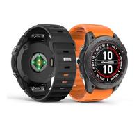 MoKo 2Pack QuickFit 26 mm Watch Band Compatible with Garmin Fenix 7X Pro/7X/6X Pro/6X/5X/5X Plus/3/Descent MK2i/Instinct 2X, Silicone Strap Easy-fit Replacement Sport Wristband, Black/Orange