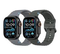 MoKo 2Pack Sport Band Compatible with Apple Watch Ultra 3/2/1 49mm,S11/S10 46mm,9/8/7 45mm,SE3/SE2/SE/6/5/4 44mm,3/2/1 42mm, Adjustable Wristband Breathable Replacement Strap, Space Gray/Army Green