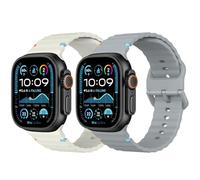 MoKo 2Pack Sport Band Compatible with Apple Watch Ultra 3/2/1 49mm,S11/S10 46mm,9/8/7 45mm,SE3/SE2/SE/6/5/4 44mm,3/2/1 42mm, Adjustable Wristband Breathable Replacement Strap, Starlight White/Gray