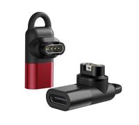 MoKo 2PACK Type C Adapter, 90 Degree SmartWatch Charging Adapter USB C to USB Adapter Connector Compatible with Garmin Fenix 7/6/7X/Instinct 2/Vivoactive 4/Forerunner 255/955, Black+Red