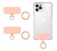 MoKo 2pcs Phone Tether Tab, Stainless Steel Phone Lanyard Pads Cellphone Replacement Part with 2pcs Spring Rings, Cellphone Strap Connector Tether Tabs for Most Full Coverage iPhone Cases, Rose Gold