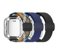 MoKo 3 Pack Braided Nylon Band Compatible with Gizmo Watch 3/2/1, Gabb Watch 3e/3/2/1, SyncUP/Cosmo JrTrack Kid, 20mm Soft Stretchy Adjustable Breathable Loop Bands with Magnetic Buckle,Bk+Blu+D