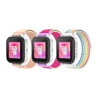 MoKo 3 Pack Nylon Kids Watch Band Compatible with Gizmo Watch 3/2/1, Gabb Watch 3e/3/2/1, Sync UP/Cosmo JrTrack, 20mm Breathable Adjustable Hook & Loop Replacement for Boys & Girls, Pink+Red+Rbw