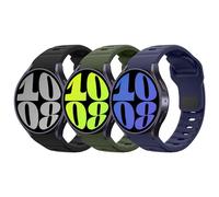 MoKo 3 Pack Rugged No Gap Straps Compatible with Samsung Galaxy Watch 7 FE 6 5 4 Strap 40mm 44mm/Watch 6 4 Classic 43mm 47mm 42mm 46mm/Watch 5 Pro 45mm, Silicone Replacement Sport Band Men, B+AG+MB