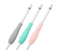 MoKo [3 Pack] Silicone Grip Holder Ergo Protective Sleeve Cover Case Accessories Compatible with Apple Pencil 1st / 2nd Generation, Gray, Pink & Gem Green