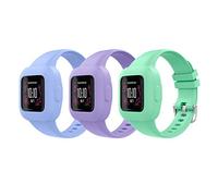 MoKo 3-Pack Strap Compatible with Garmin Vivofit jr. 3 Fitness Tracker for Kids, Soft Silicone Adjustable Replacement Band Wristband Bracelet, Light Green & Light Purple & Light Blue
