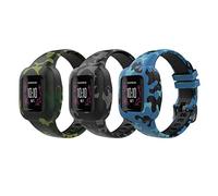 MoKo 3-Pack Strap Compatible with Garmin Vivofit jr. 3 Fitness Tracker for Kids, Soft Silicone Adjustable Replacement Band Wristband Bracelet, Camouflage Blue, Gray & Green