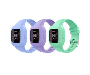 MoKo 3-Pack Strap Compatible with Garmin Vivofit jr. 3 Fitness Tracker for Kids, Soft Silicone Adjustable Replacement Band Wristband Bracelet, Light