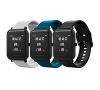 MoKo 3 Pack Straps Compatible with Amazfit Active/Active 2/GTS/GTS 2/2 Mini/2e/3/4/4 Mini/Bip 3/3 Pro/Bip U/U Pro/GTR Mini/42mm, 20mm Soft Silicone Replacement Sport Watch Band for Women Men, G+DB+B
