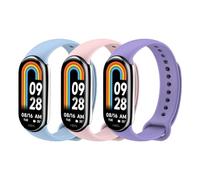MoKo 3 Pack Straps Compatible with Xiaomi Mi Band 9/Mi Band 8, Soft TPU Watch Bands Replacement Wristbands, Lavender/Turquoise Blue/Pink