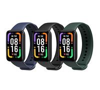 MoKo 3 Pack Watch Straps Compatible with Xiaomi Redmi Smart Band Pro, Soft TPU Replacement Sport Band Wristband for Women Men, Black/Ink Blue/Dark Green
