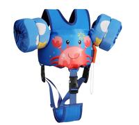 MoKo 30-20-30lbs Toddler Floaties Arm Floations, Toddler Life Jacket Cartoon Swim Arm Band for Kids with Cross Strap Swimming Pool Float Vests Sleeves Shoulder Straps Learning Swimming, Blue & Crab