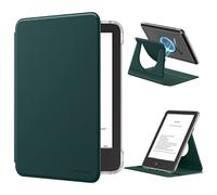 MoKo 360°Rotating Case for 6" Kindle 11th Gen 2024/2022, Midnight Green | Clear Back, Detachable Magnetic, Adjustable Stand Cover, Auto Wake/Sleep, for Kindle Basic e-reader