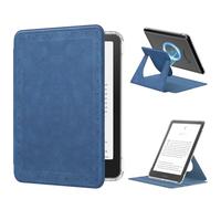 MoKo 360° Rotating Case for 7" eBook Reader 12th Generation 2024, Clear Back Detachable Magnetic Protective Adjustable Stand Cover with Auto Wake/Sleep, Not for TCL Remarkable Kobo, Blue Vintage Twill