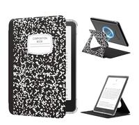 MoKo 360° Rotating Case for 7" eBook Reader 12th Generation 2024, Clear Back Detachable Magnetic Protective Adjustable Stand Cover with Auto Wake/Sleep, Not for TCL Remarkable Kobo, Notebook Black