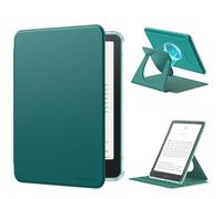 MoKo 360° Rotating Case for 7" Kindle Paperwhite 12th Generation 2024 & Kindle Colorsoft 2024/2025, Clear Back Detachable Magnetic Protective Adjustable Stand Cover with Auto Wake/Sleep, Jade Green