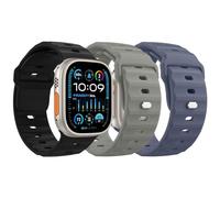 MoKo 3Pack Ocean Band Compatible with Apple Watch Ultra 2 Strap 49mm 46mm 45mm 44mm 42mm for Men Women,Silicone Replacement Strap Wrist band for iWatch Series 10 9 8 7 6 5 4 SE Ultra 2,B/BGy/S