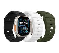 MoKo 3Pack Ocean Band Compatible with Apple Watch Ultra 2 Strap 49mm 46mm 45mm 44mm 42mm for Men Women,Silicone Replacement Strap Wrist band for iWatch Series 10 9 8 7 6 5 4 SE Ultra 2,B/A/W