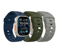MoKo 3Pack Ocean Band Compatible with Apple Watch Ultra 2 Strap 49mm 46mm 45mm 44mm 42mm for Men Women,Silicone Replacement Strap Wrist band for iWatch Series 10 9 8 7 6 5 4 SE Ultra 2,A/D/S