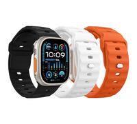 MoKo 3Pack Ocean Band Compatible with Apple Watch Ultra 3/2/1 49mm,S11/S10 46mm,9/8/7 45mm,SE3/SE2/SE/6/5/4 44mm,3/2/1 42mm,Silicone Replacement Strap Sport Wrist Band for Men Women,B/O/W