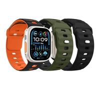 MoKo 3Pack Ocean Band Compatible with Apple Watch Ultra 3/2/1 49mm,S11/S10 46mm,9/8/7 45mm,SE3/SE2/SE/6/5/4 44mm,3/2/1 42mm, Silicone Replacement Strap Sport Wrist Band for Men Women, 3Pack A